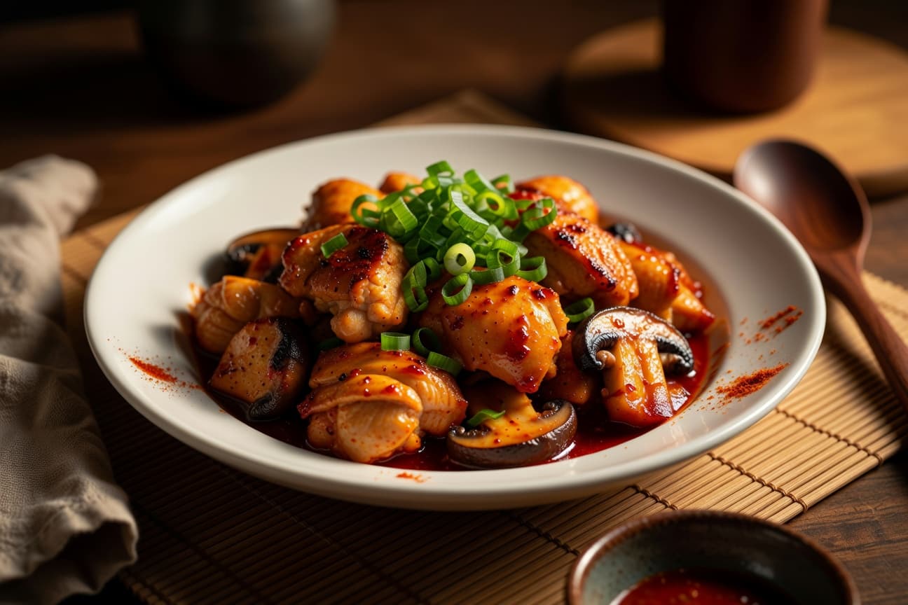 Korean Dakgalbi-Style Spicy Chicken & Mushroom Stir-Fry