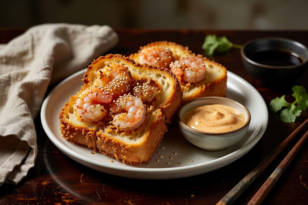 Crispy Shrimp Toast with Sweet Chili Mayo