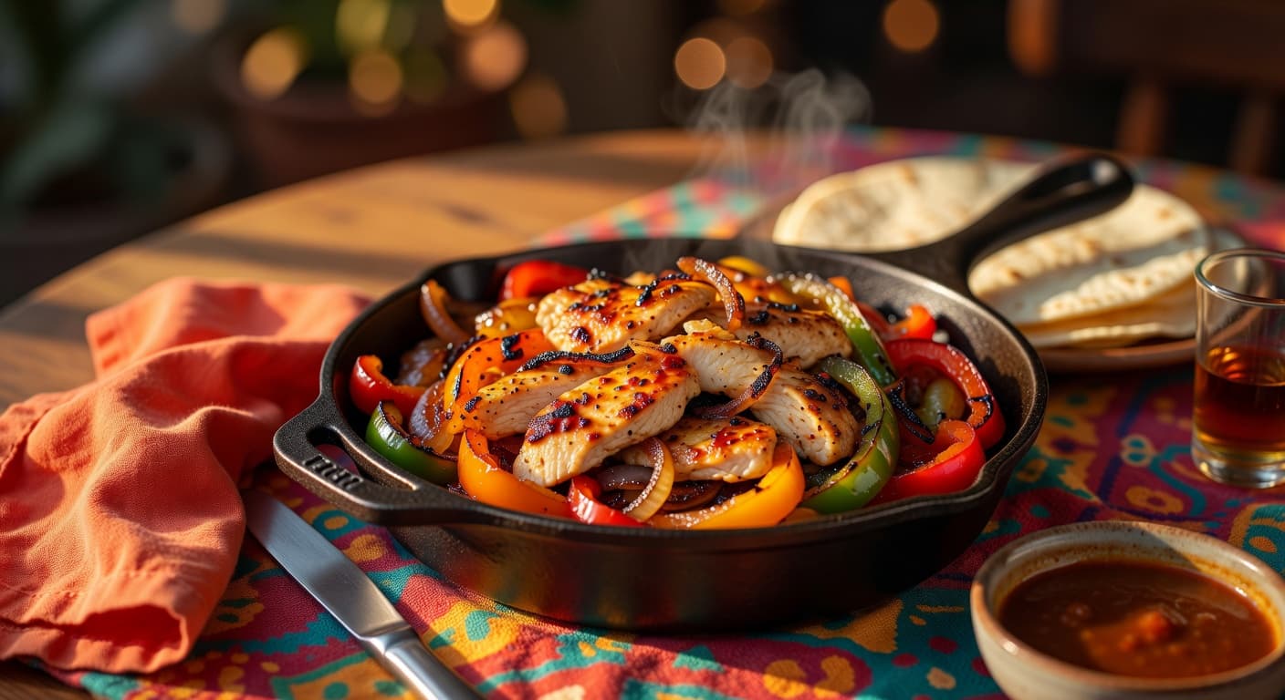 Chili-Lime Chicken Fajita Skillet with Charred Peppers & Crispy Onions