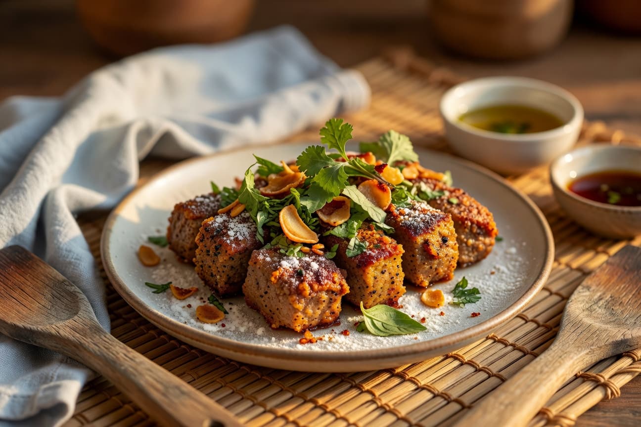 Vietnamese Beef Pho-Inspired Cube Steak with Crispy Garlic and Herbs