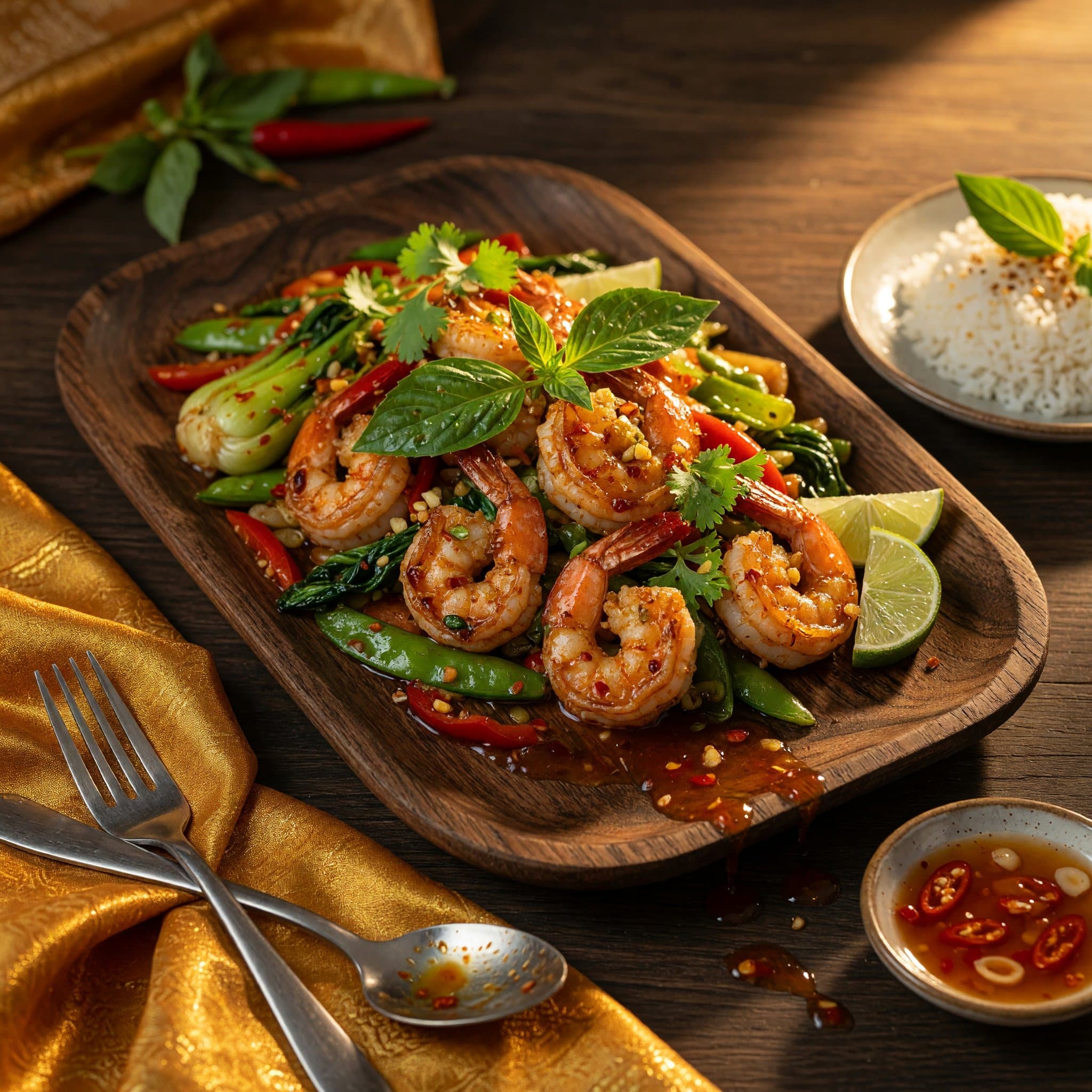 Thai-Style Chili Lime Shrimp with Stir-Fried Vegetables